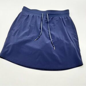 Talbots Navy Mini Skirt w/Hidden Shorts Drawstring Waistband Front Pockets